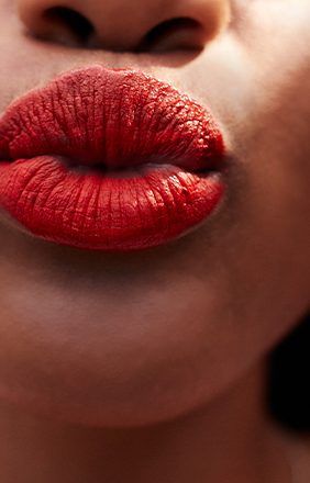 Closeup of red lips.