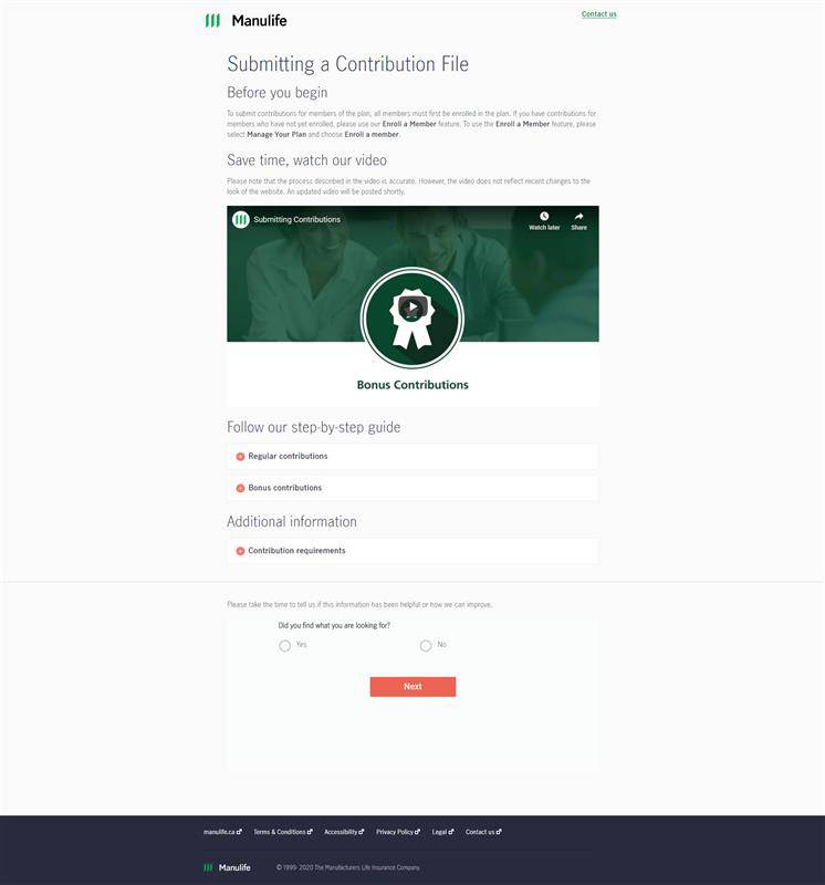 Preview of the new "Submitting a Contribution File" page