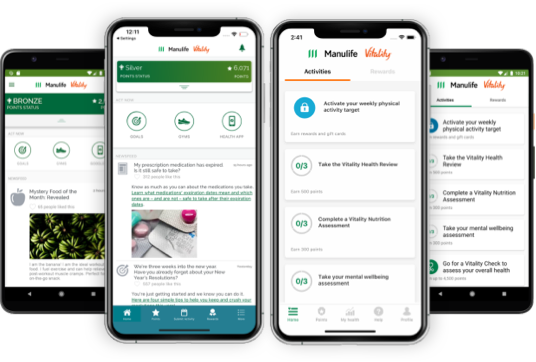 Image showcasing all the available Manulife Vitality mobile apps