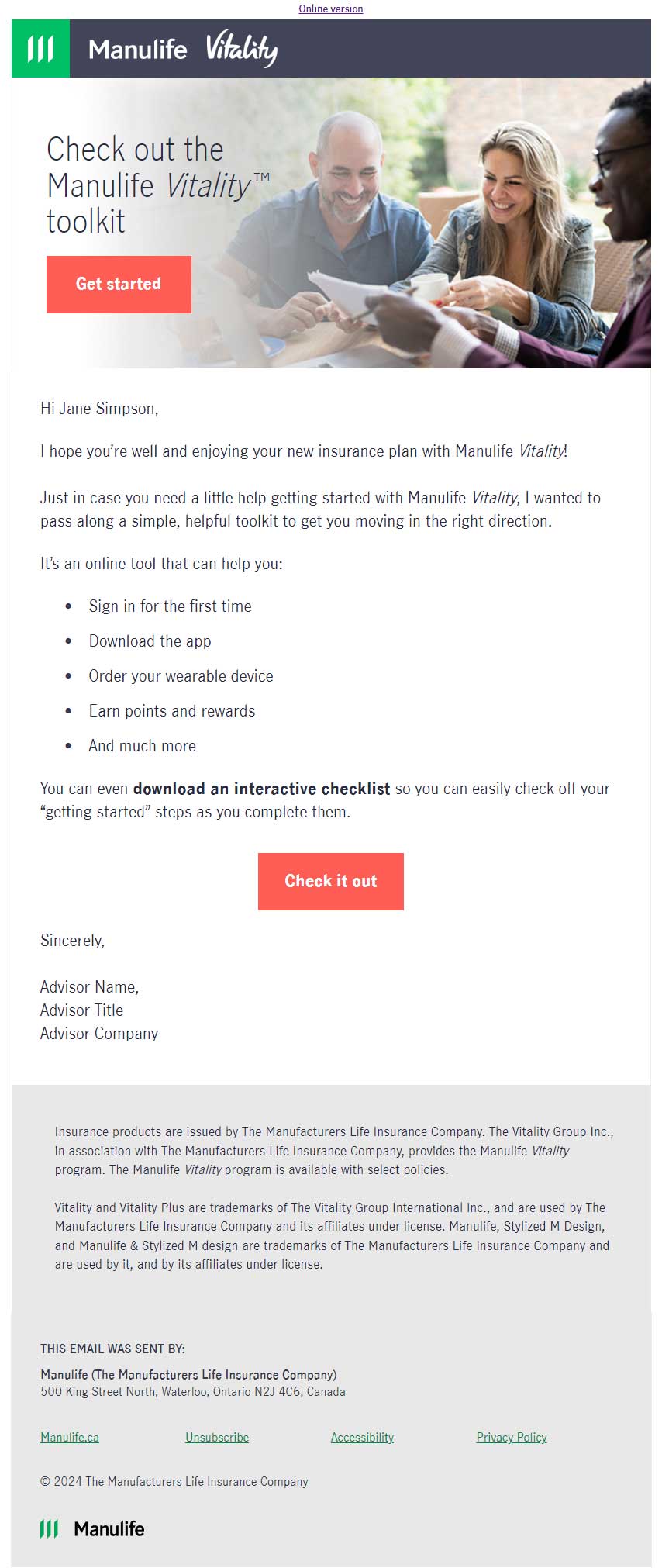 Sample of the email
