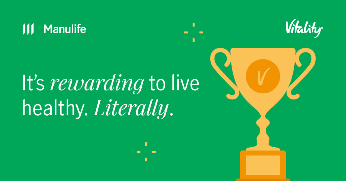 Option 1 - Graphic illustration of trophy with text: It's rewarding to live healthy. Literally.
