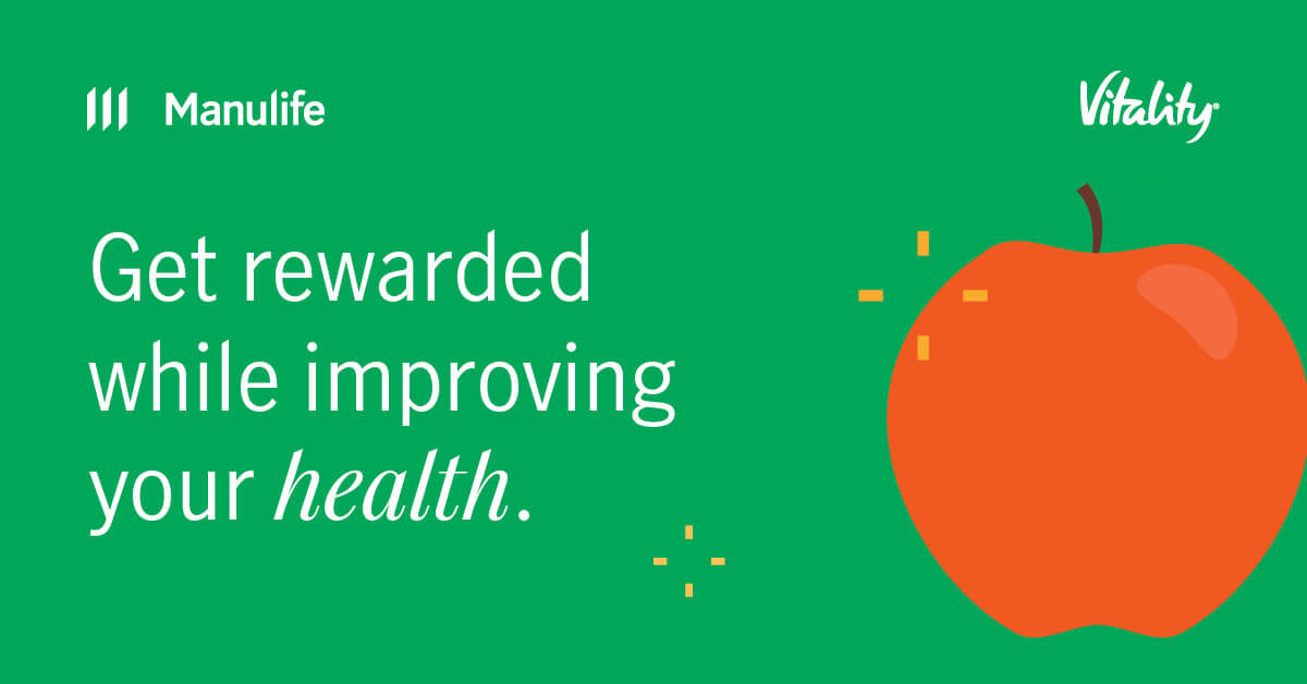 Option 3 - Graphic illustration of apple:  Get rewarded while improving your health
